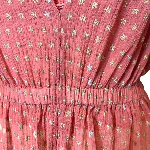 Free People Top XS Mauve Star Print Sleeveless Semi Sheer Blouse Sz Extra Small - Picture 7 of 10